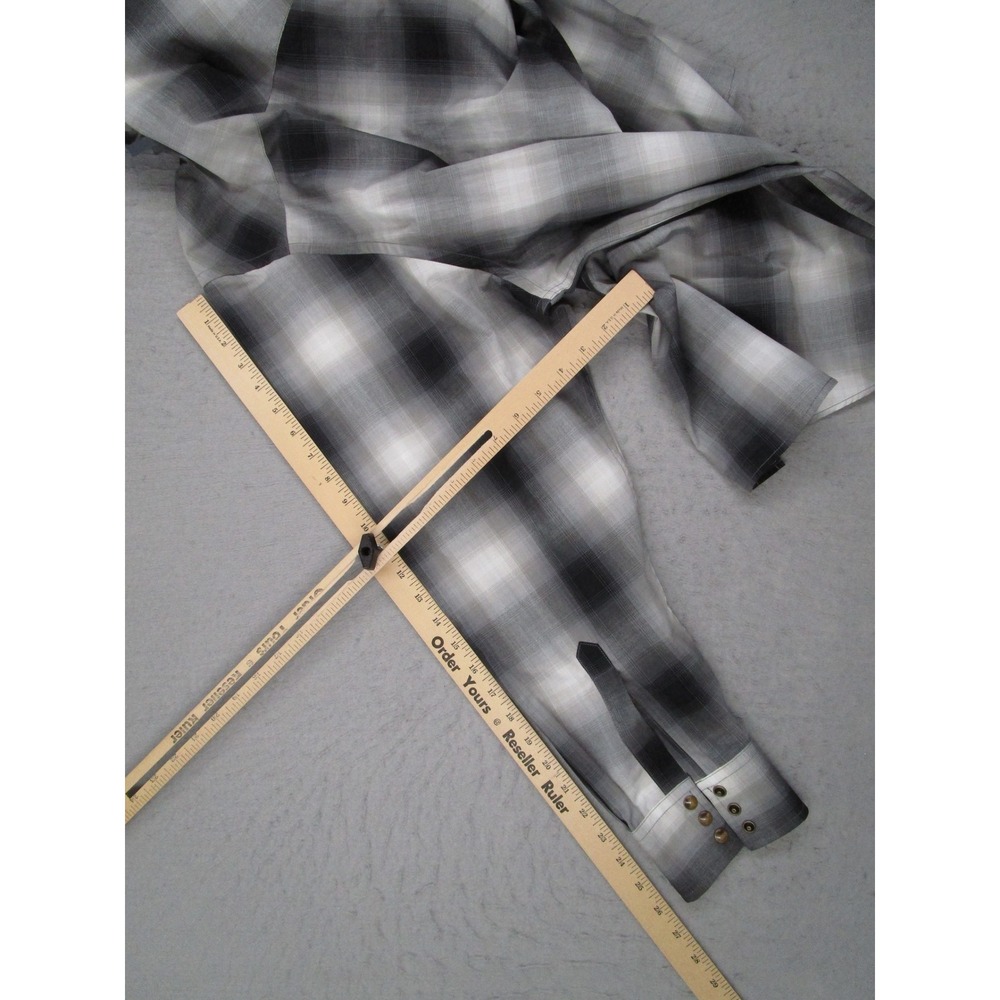 Pendleton Frontier Mens XXL Western Snap Shirt Ombre Plaid Grey Black Rancher - Picture 9 of 11